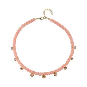 Amira Beaded & Crystal Necklace Light Pink