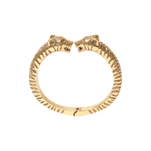 Antiqued Gold Tiger Cuff on Flat White Background