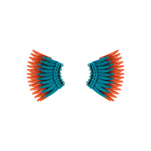 Mini Madeline Earrings Teal Orange