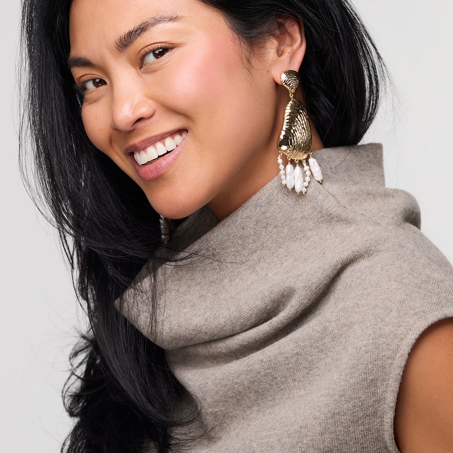 Model wearing Gloria Luxe Earrings