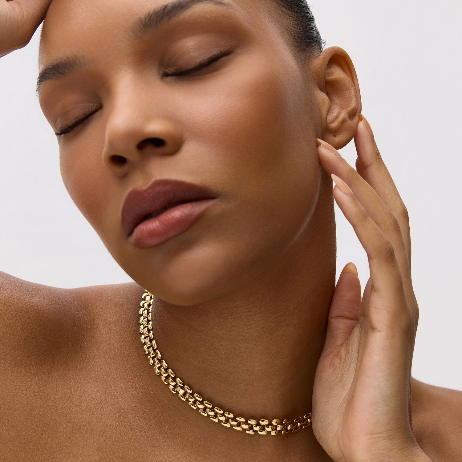 Gold Chain Necklace Styled on Model