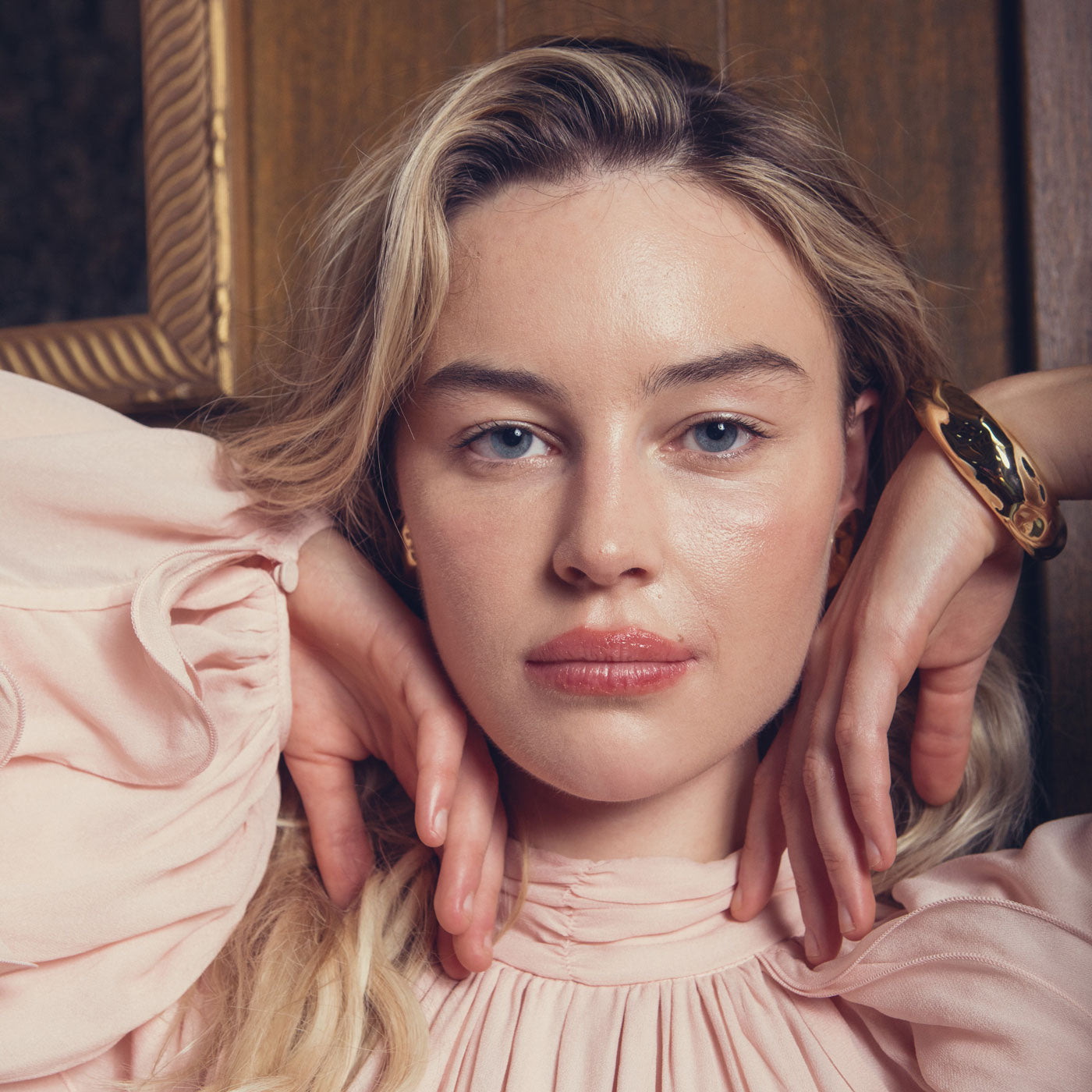 Gold Cuff Bracelet Styled on Model