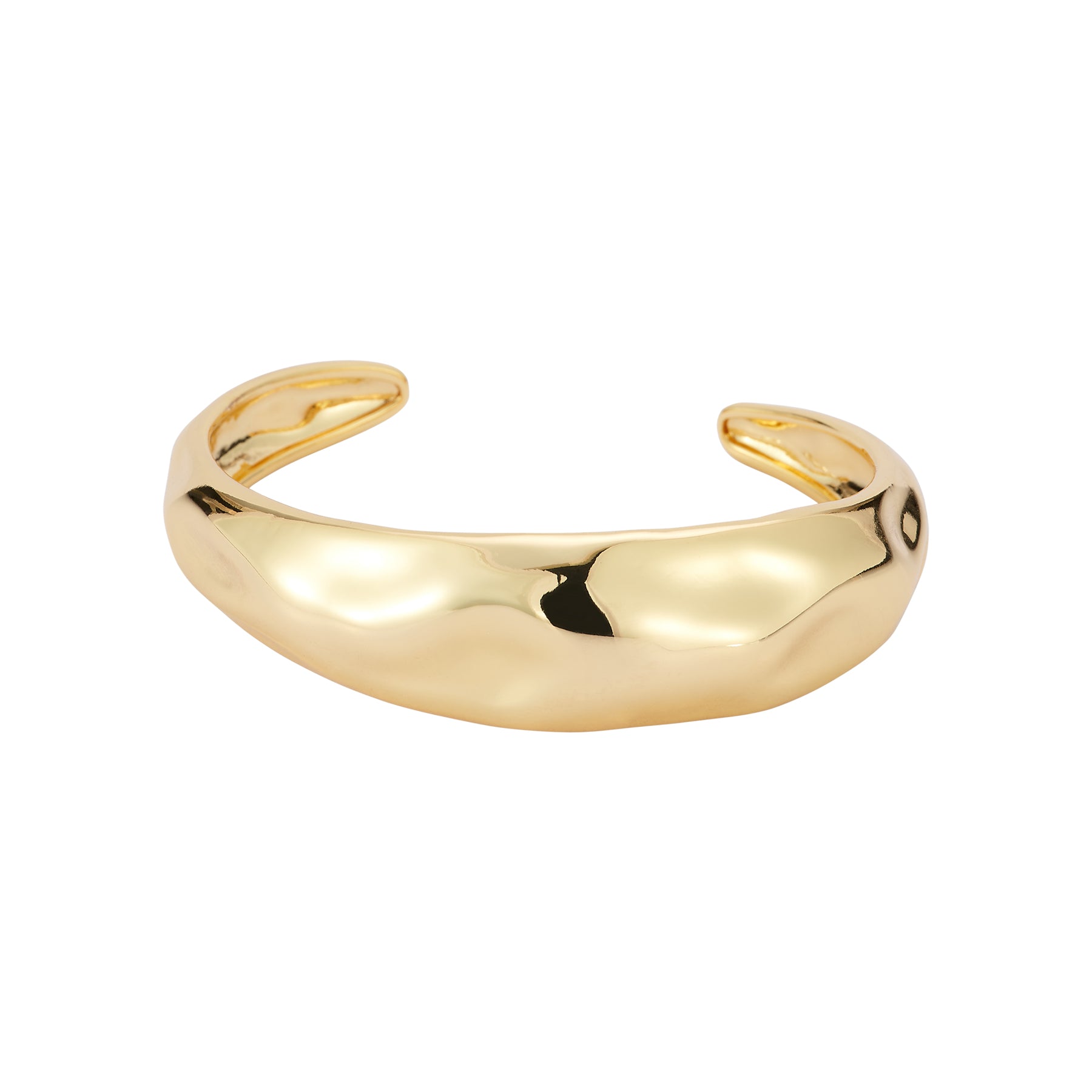 Gold Cuff Bracelet on Flat White Background