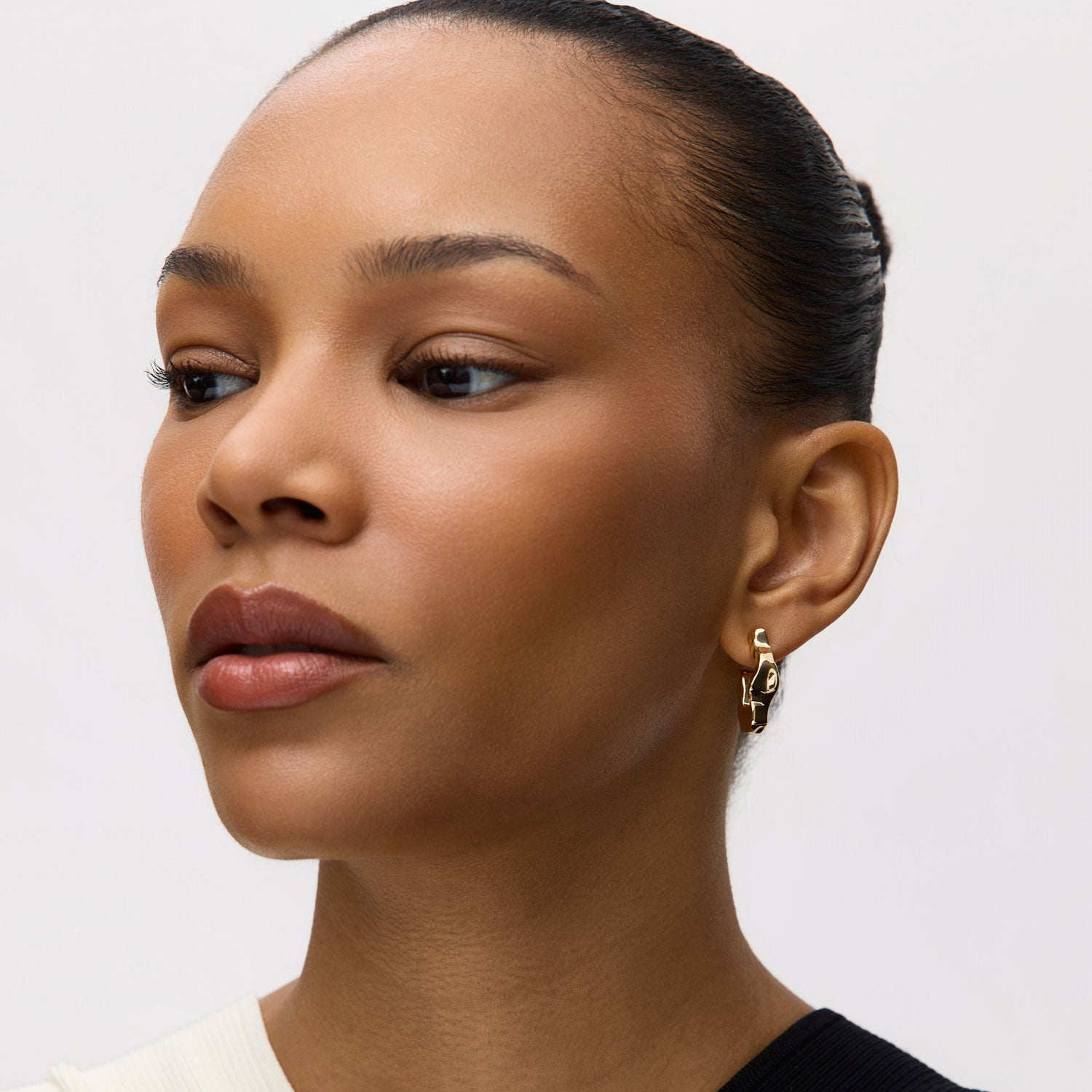 Organic Shaped Gold Hoop Earrings