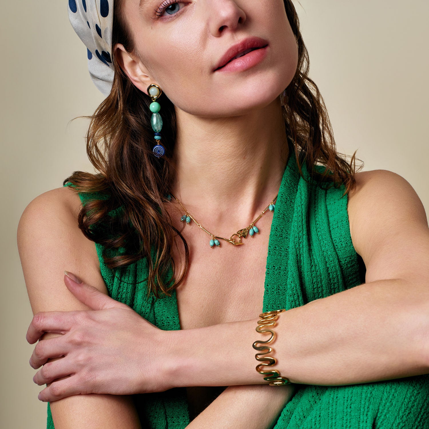 Gold Cuff Bracelet Styled on Model