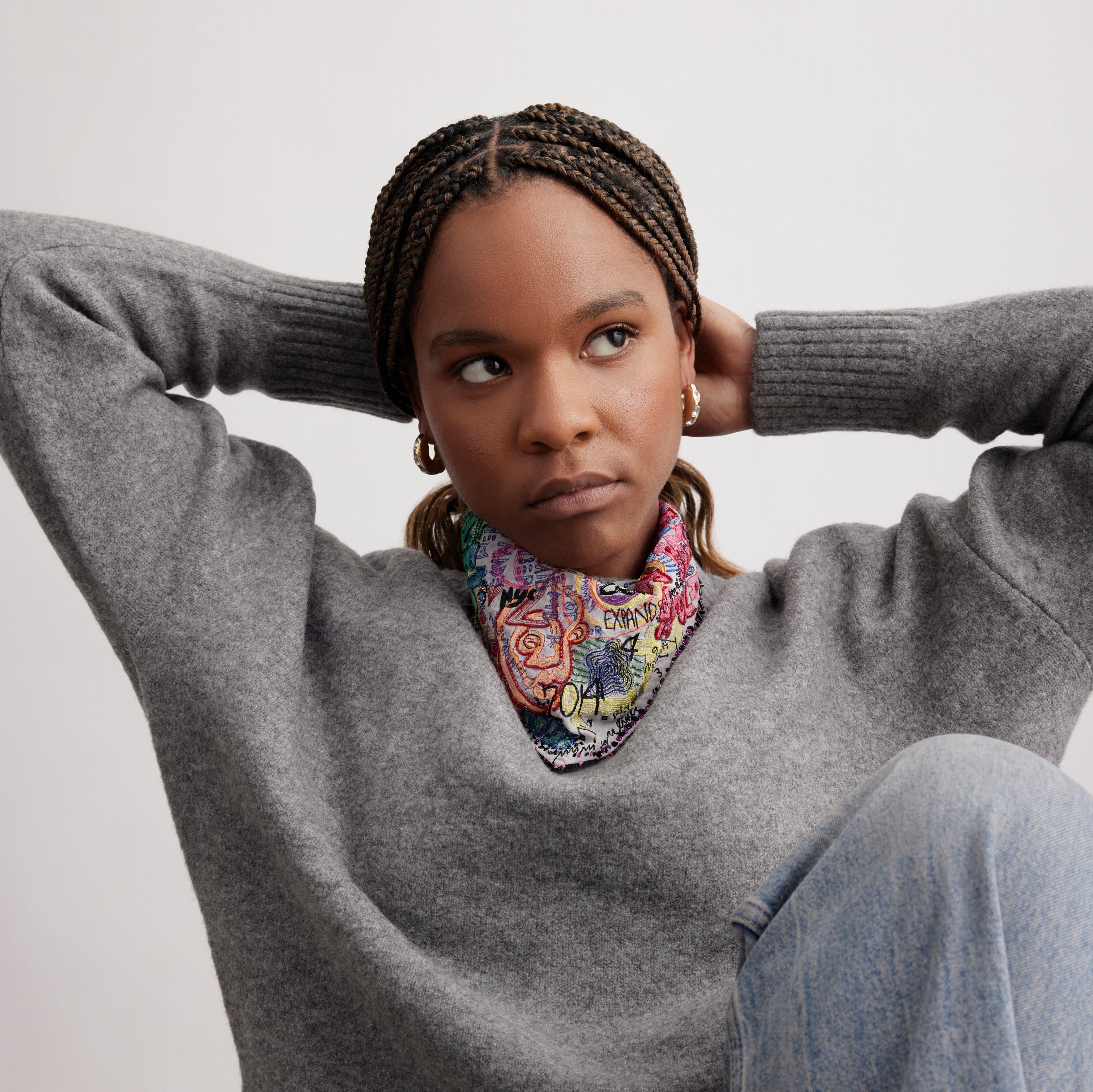 Multi-Colored Graffiti Bandana Styled on Model