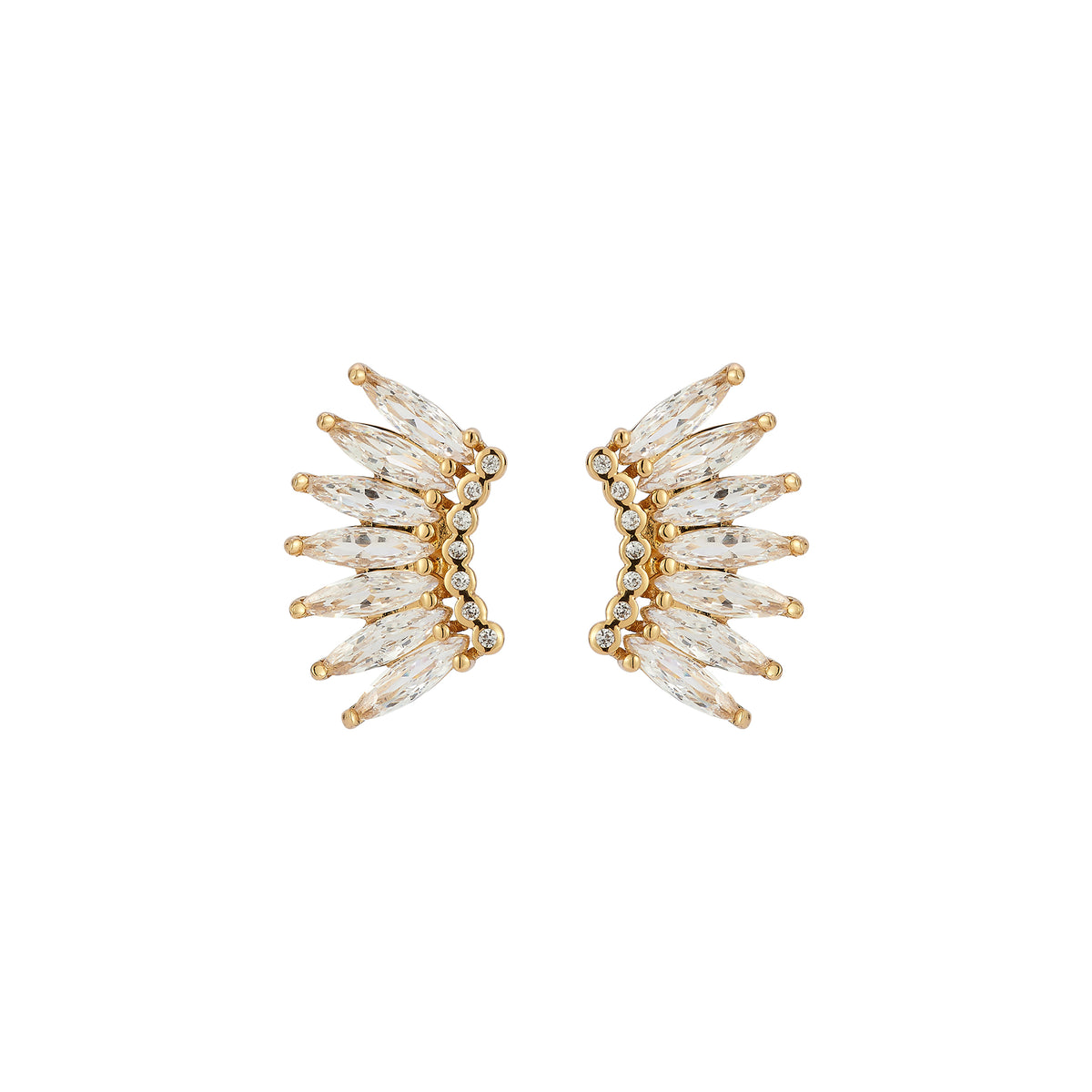 Petite Madeline Crystal Stud Earrings Gold | Mignonne Gavigan display picture 2