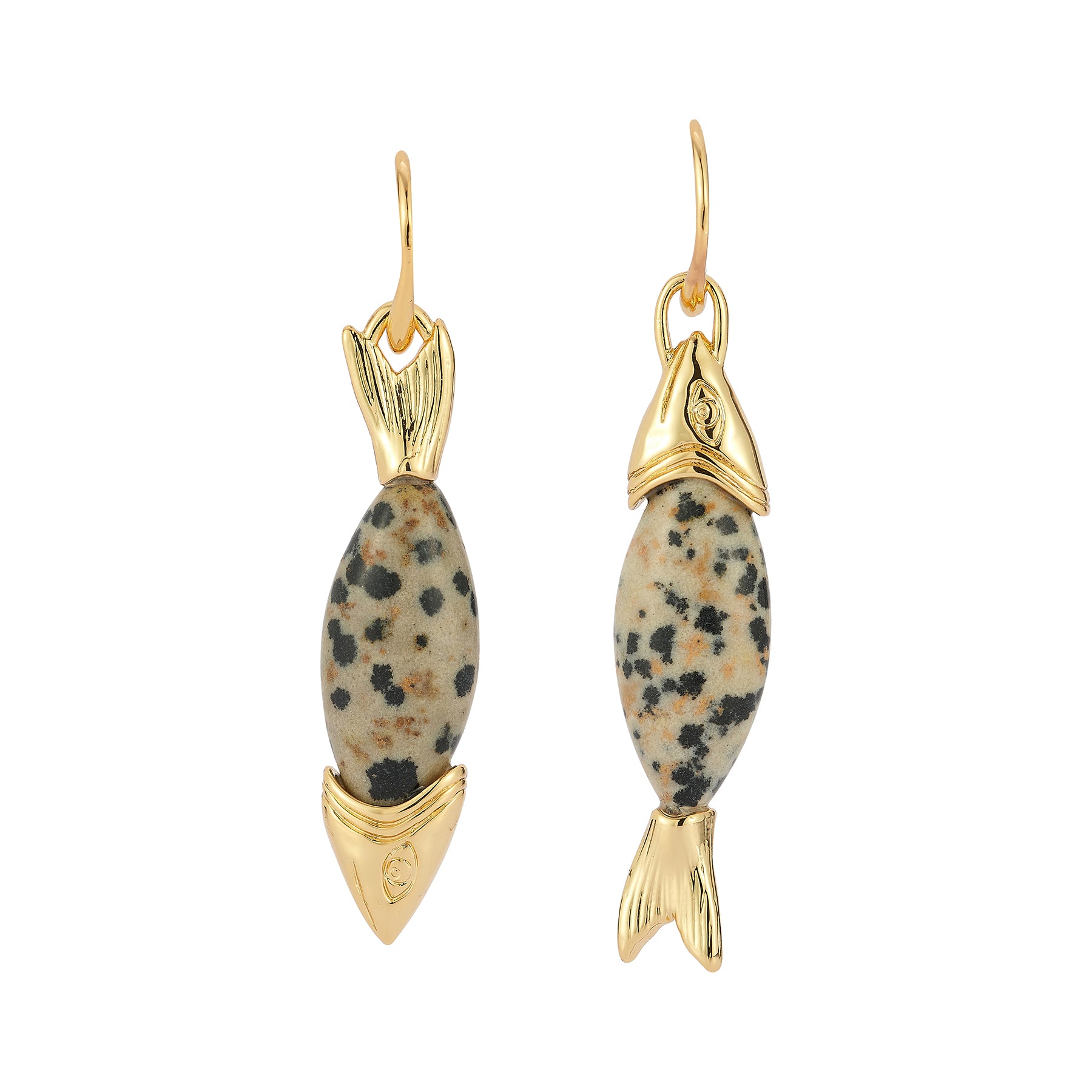 Fish Shaped Stone Drop Earrings on background