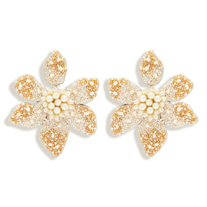 Mignonne Gavigan Camellia Pearl Earrings Cream