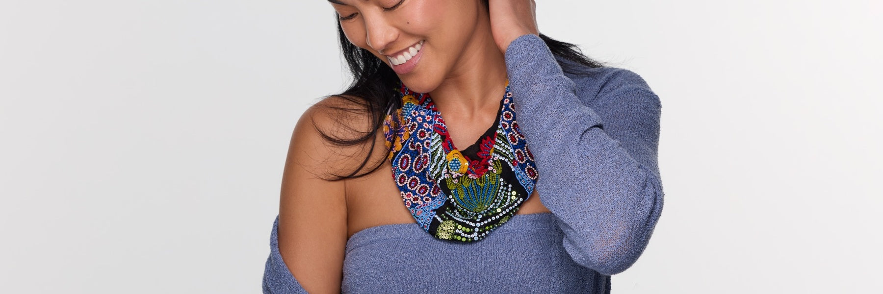 Mignonne Wearing a Scarf Necklace