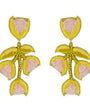 yellow and pink embroidered and sequin floral earrings