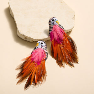 Lux Parakeet Earrings Hot Pink