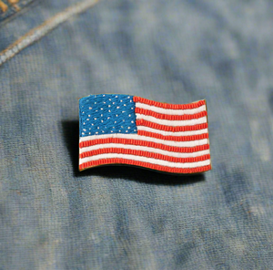 American Flag Brooch Blue Red