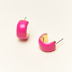 Anders Huggie Hoop Earrings Neon Pink