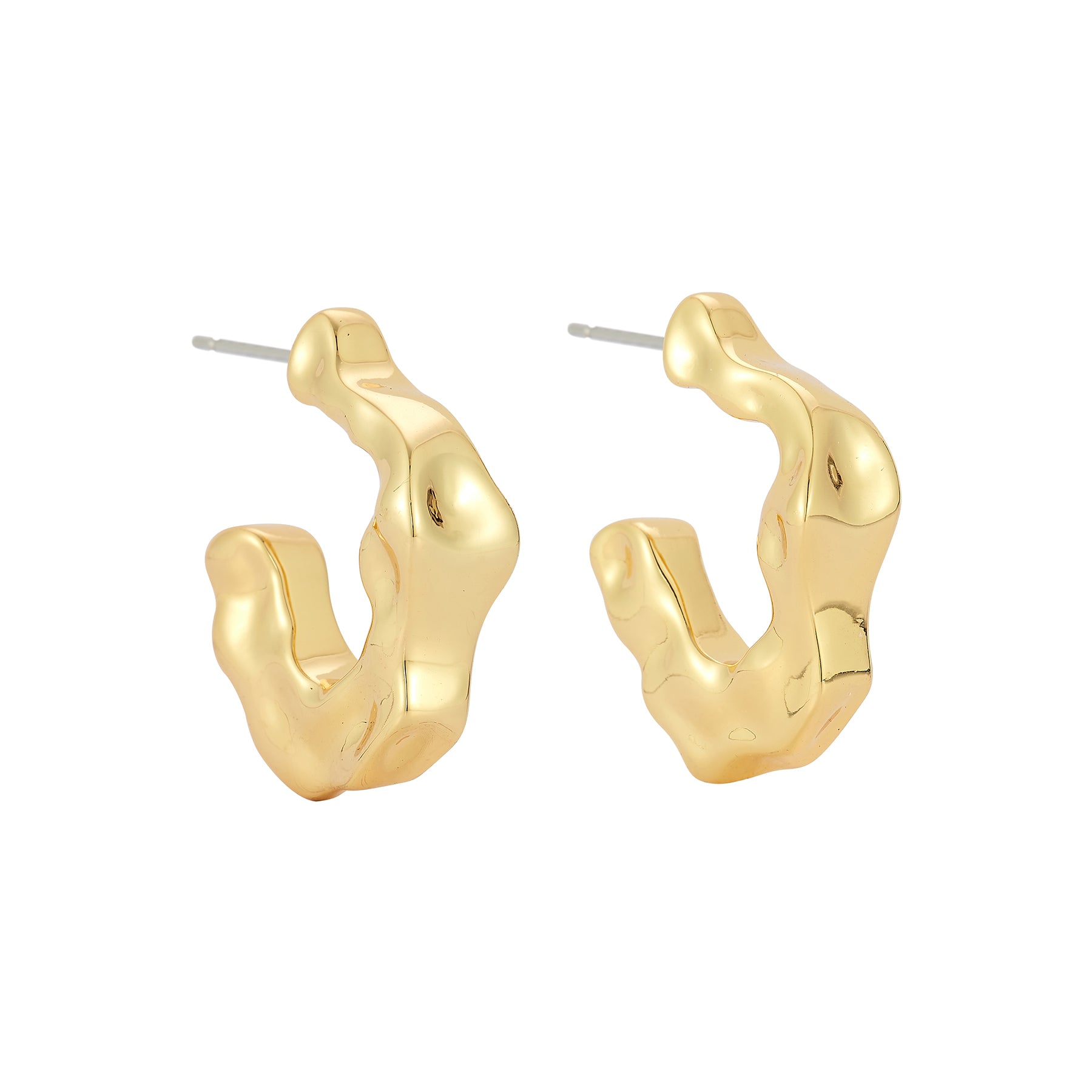 Gold Hoop Earrings on White Background