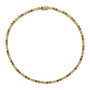 Green and brown tennis necklace against a white background