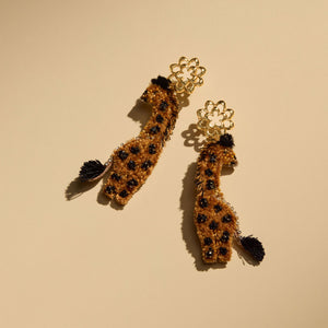 Giraffe Earrings Tan Brown