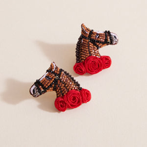 Beaded Horse Studs Styled on Cream Background