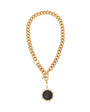 Black Globe Charm Chain Pendant Charm Necklace On Flat White Background