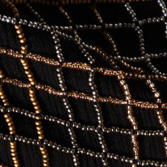 Black Mini Scarf Necklace with Metallic Beading