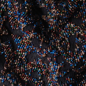 Black Fabric with Multi-Colored Beading Up Close