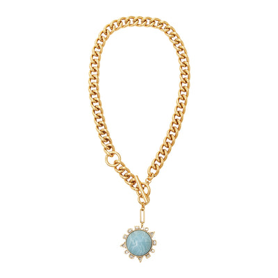 Globe Charm Chain Pendant Necklace on Flat White Background