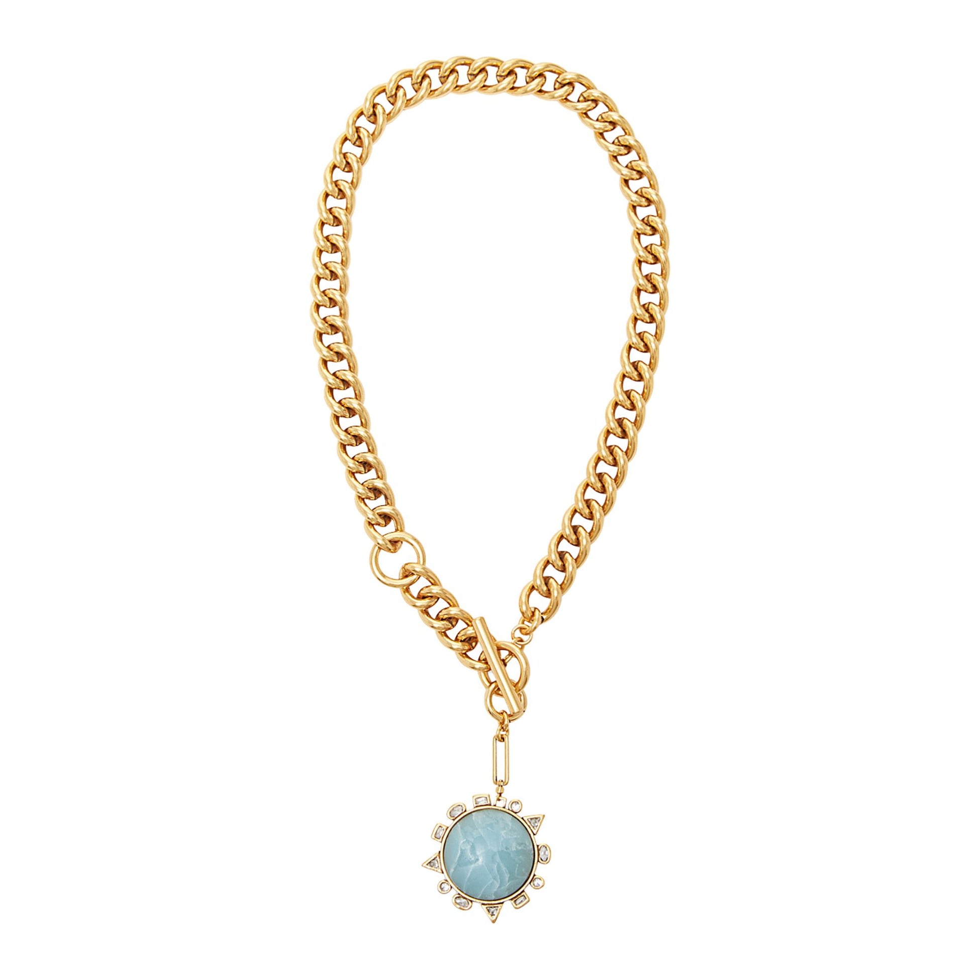 Globe Charm Chain Pendant Necklace on Flat White Background