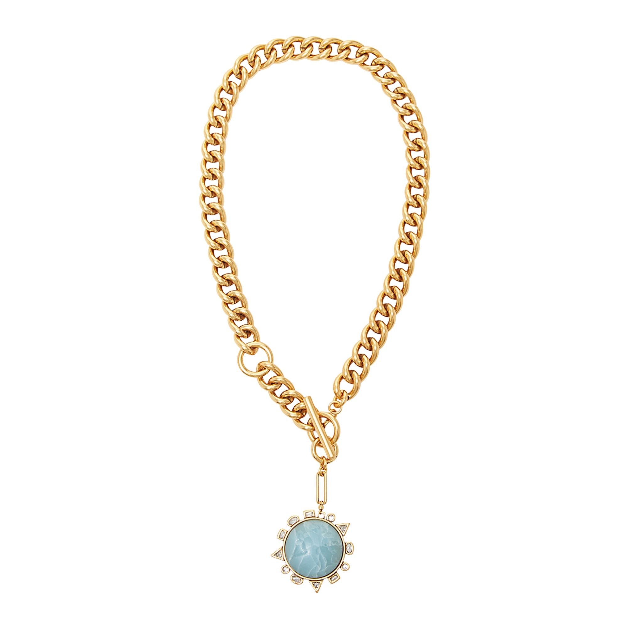 Globe Charm Chain Pendant Necklace on Flat White Background