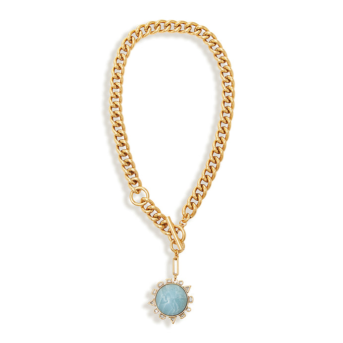 Globe Charm Chain Pendant Necklace on Flat White Background