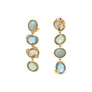 Crystal and Semi Precious Stone Dangle Earrings on Flat White Background