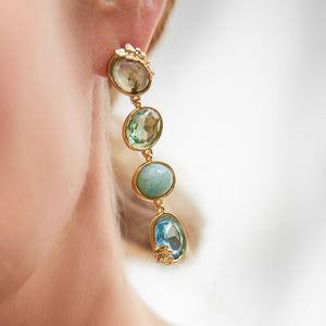Glass Charm and Stone Dangle Earrings on Maggie's Ear