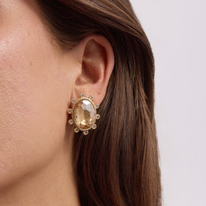 Champagne Crystal Studs on Model