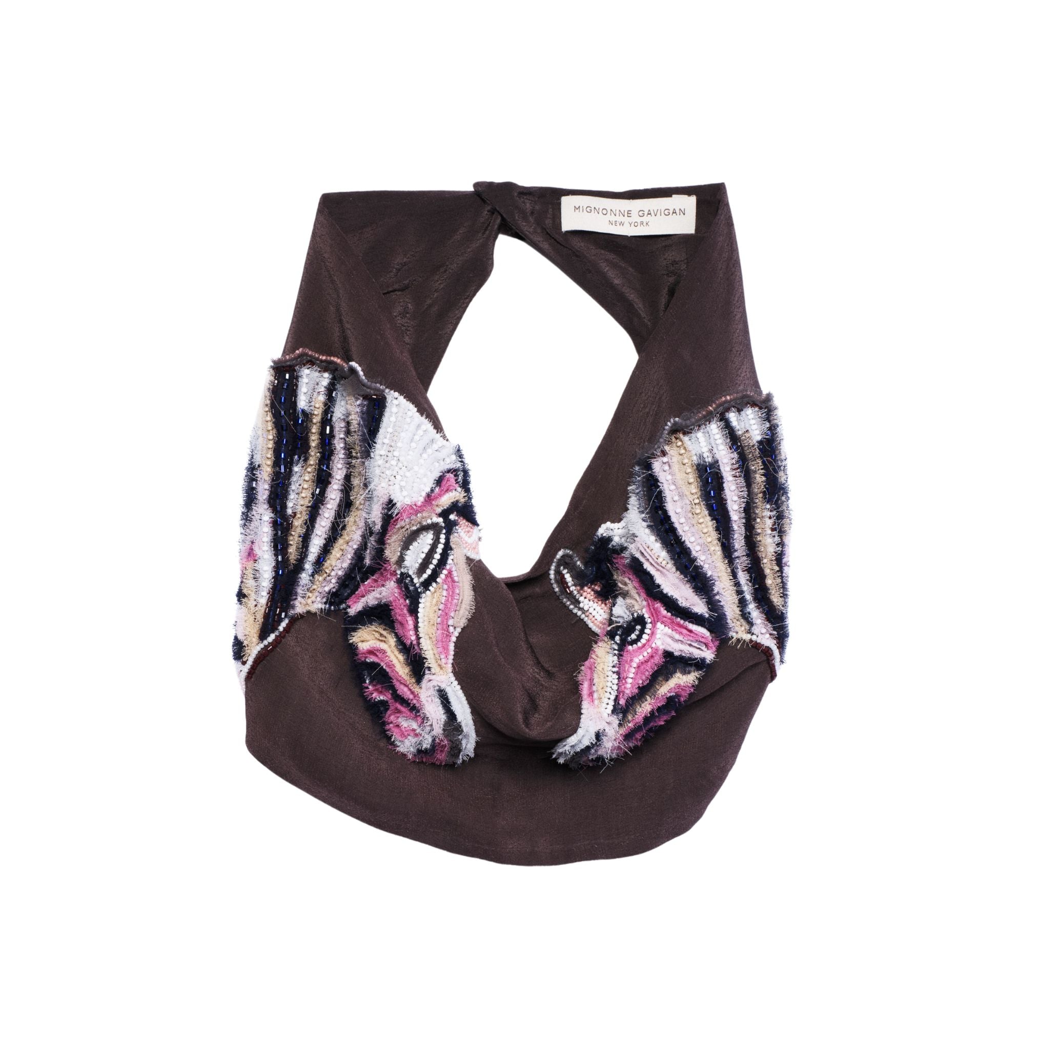 Brown scarf with zebra pattern on a white background