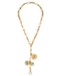 Gold Charm Chain Necklace on White Background