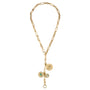 Gold Charm Chain Necklace on White Background