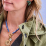 Green Butterfly Beaded and Embroidered Earrings on Mignonne Gavigan Lifestyle