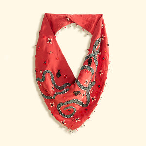 Agnes Scarf Necklace Coral