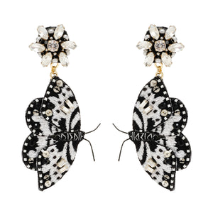Estelle Butterfly Drop Earrings Black White