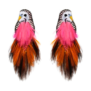Lux Parakeet Earrings Hot Pink