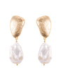 Gold shell shaped topper with pearl drop earrings