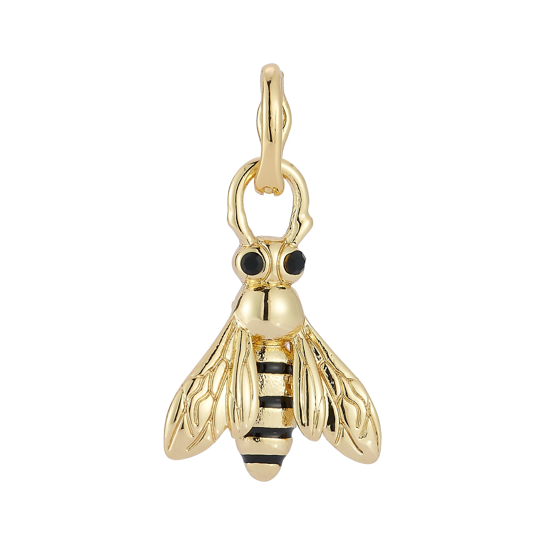 Gold Bee Charm on Flat White Background