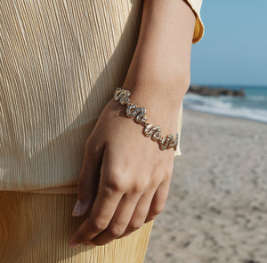 Gold Chain Bracelet Styled on Model