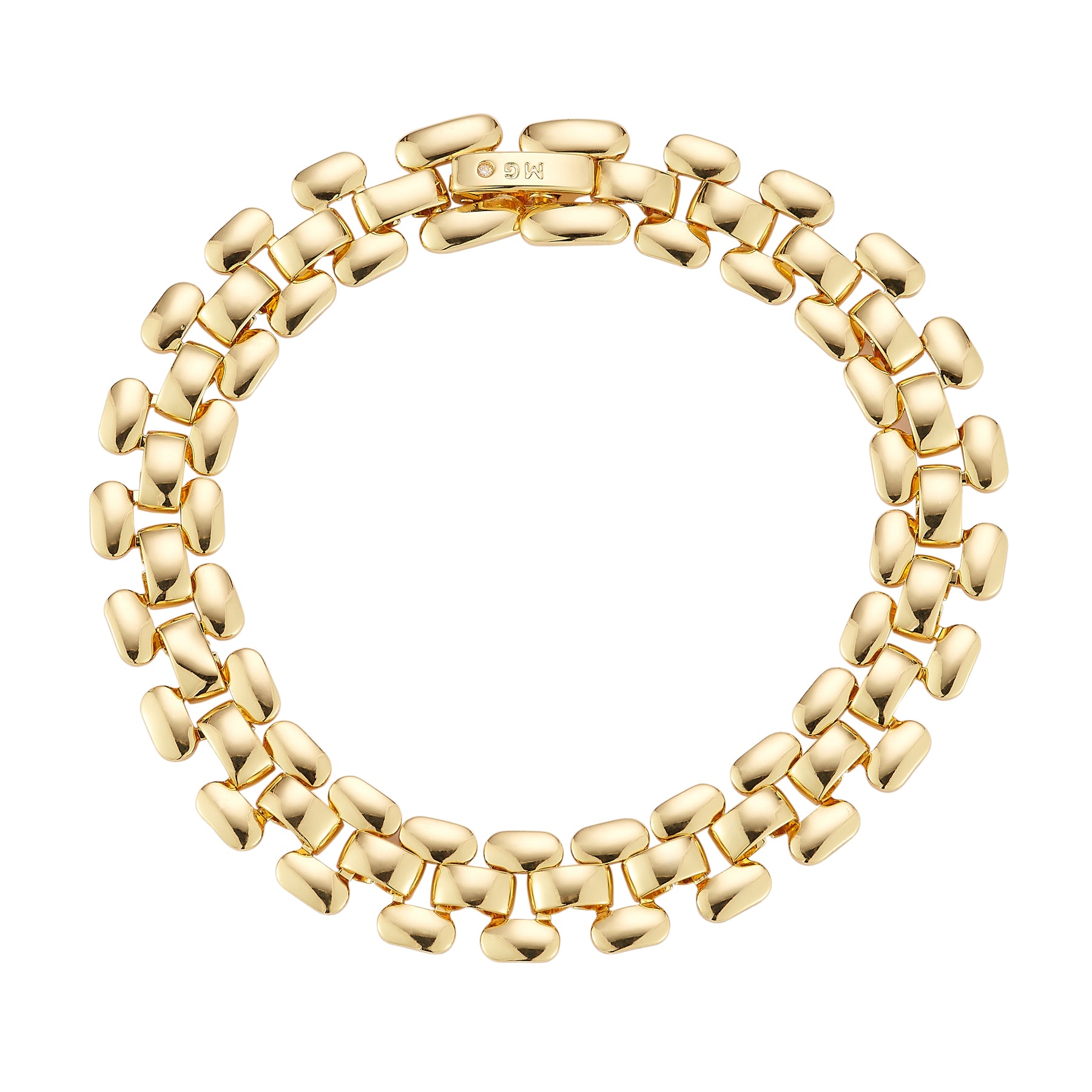 Gold Chain Bracelet on Flat White Background