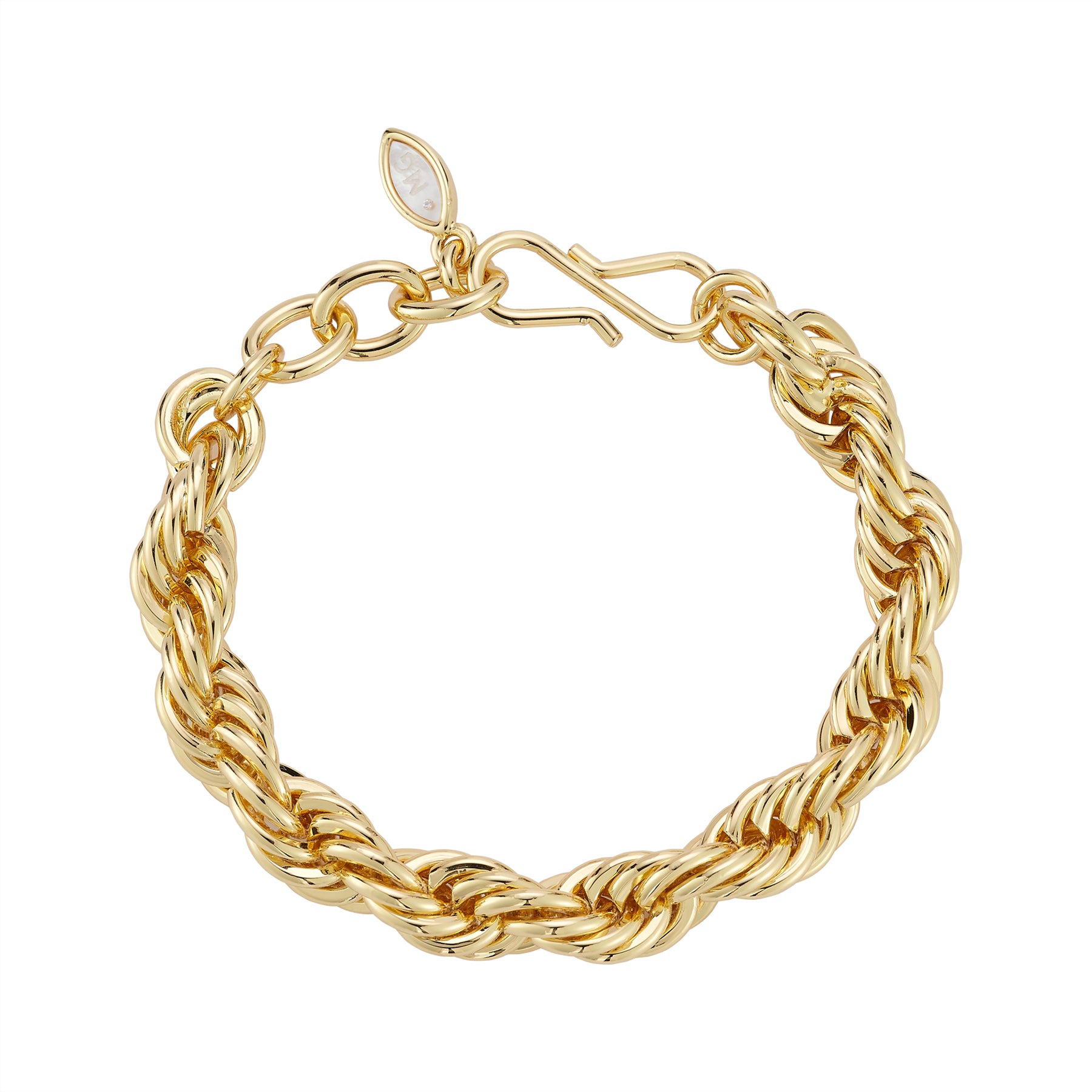 Gold braided bracelet on a white background