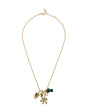 Gold, Stone, and Crystal Pendant Charm Necklace on Flat White Background