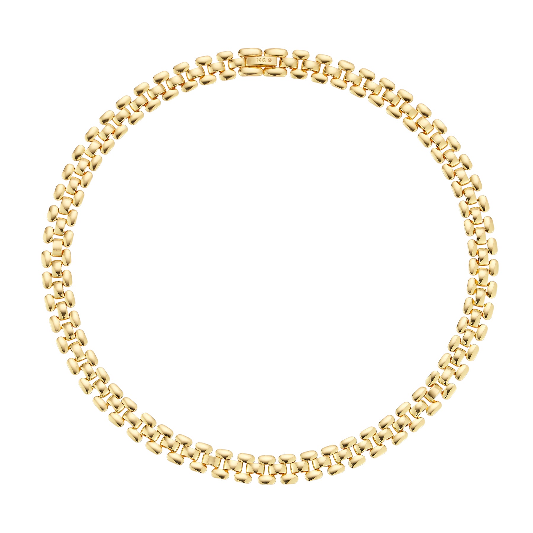 Gold Chain Necklace on Flat White Background