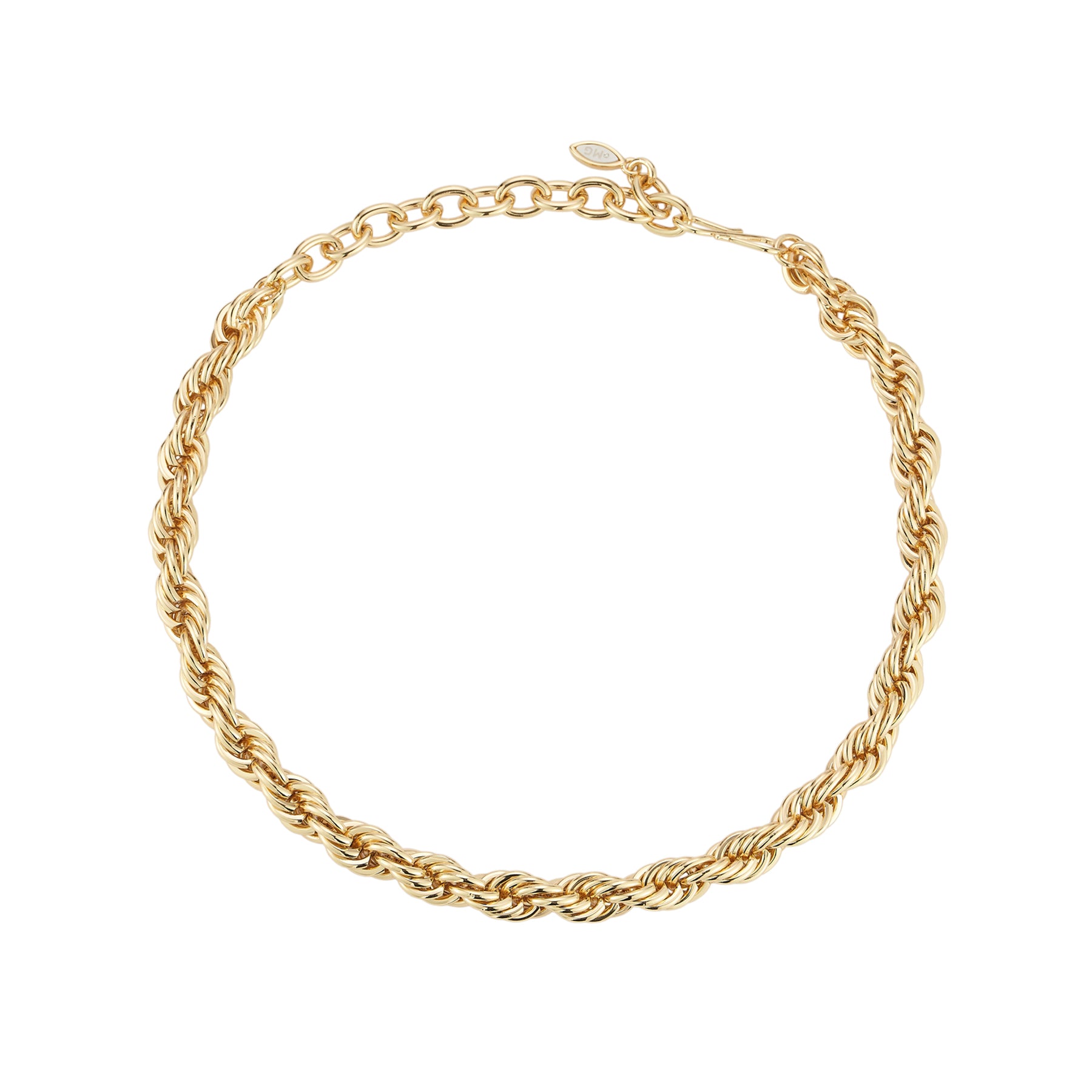 Gold chain necklace on a white background