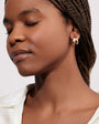 Gold Double Hoop Earrings Styled on Model