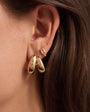 Gold Double Hoop Earrings on Model