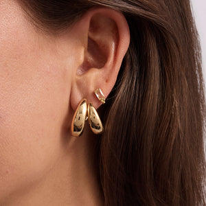 Gold Double Hoop Earrings on Model